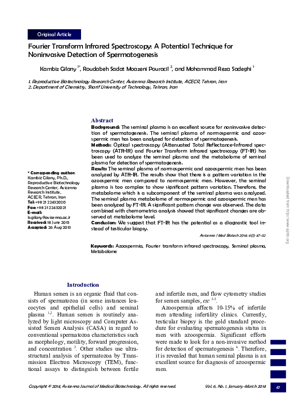 (PDF) Fourier transform infrared spectroscopy: a potential technique ...