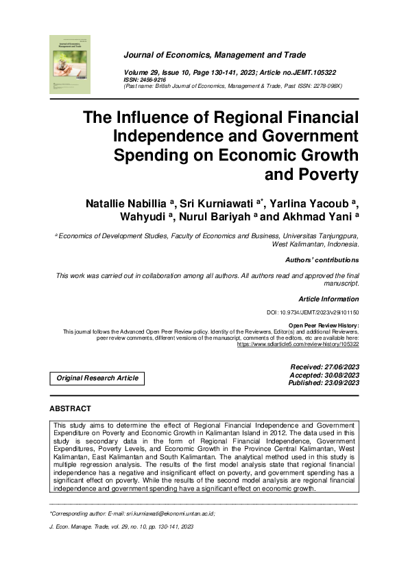 (PDF) The Influence of Regional Financial Independence and Government ...