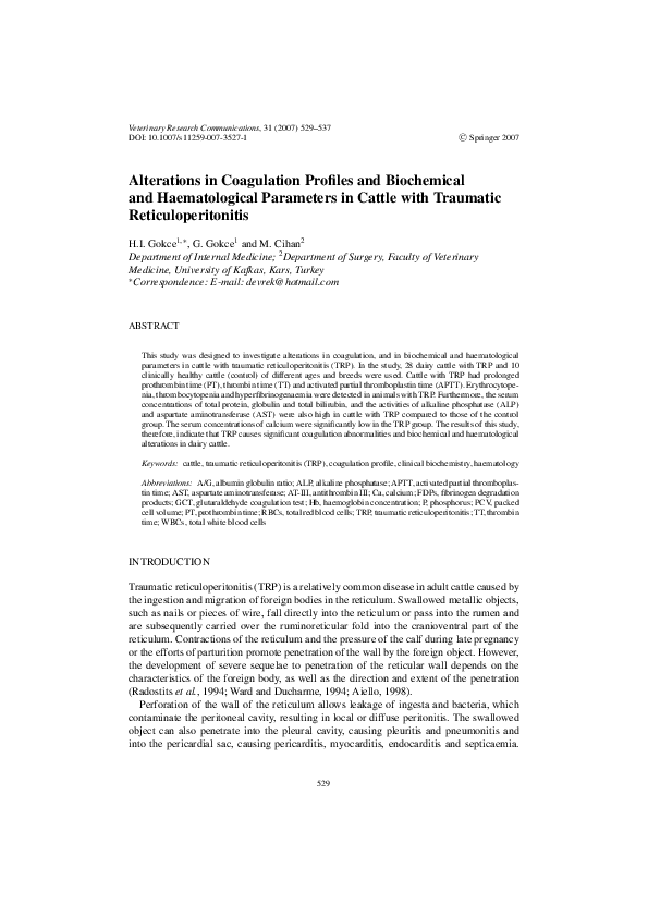 (PDF) Alterations in Coagulation Profiles and Biochemical and ...