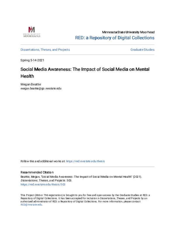 (PDF) Social Media Awareness: The Impact of Social Media on Mental Health