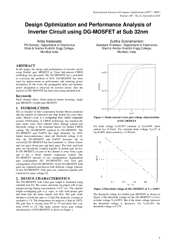 (PDF) Design Optimization and Performance Analysis of Inverter Circuit ...