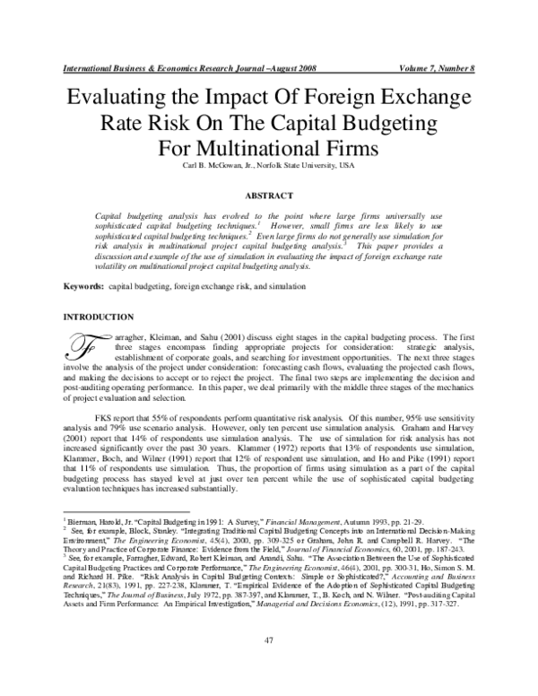 (PDF) Evaluating the Impact Of Foreign Exchange Rate Risk On The ...