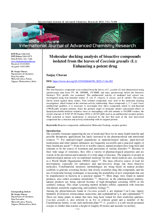 (PDF) Molecular docking analysis of bioactive compounds isolated from ...