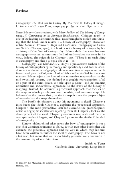 (PDF) Cartography: The Ideal and Its History. By Matthew H. Edney