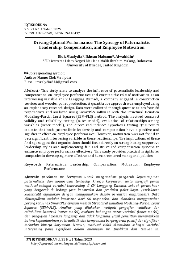 (PDF) Driving Optimal Performance: The Synergy of Paternalistic ...