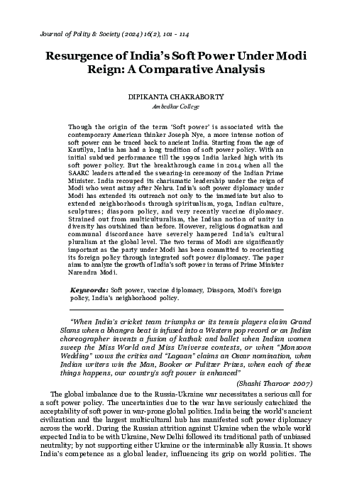 (PDF) Resurgence of India's Soft Power Under Modi Reign
