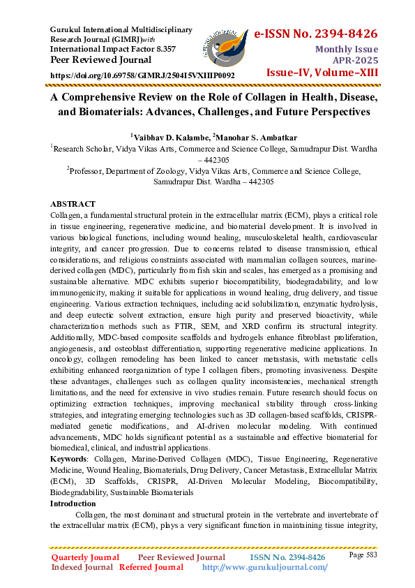 (PDF) A Comprehensive Review on the Role of Collagen in Health, Disease ...