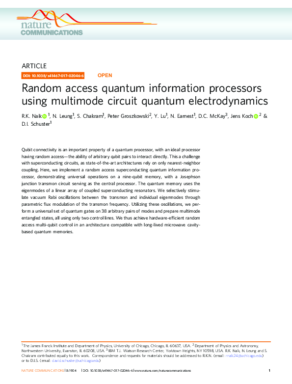 (PDF) Random access quantum information processors using multimode ...