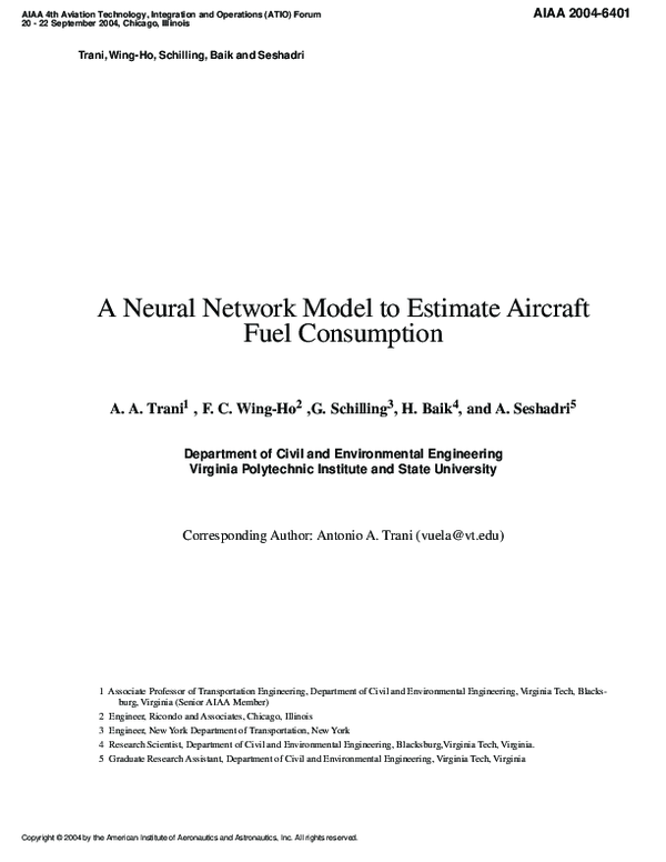 (PDF) A Neural Network Model to Estimate Aircraft Fuel Consumption