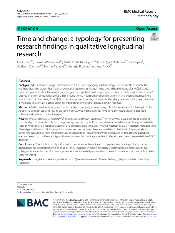 (PDF) Time and change: a typology for presenting research findings in ...