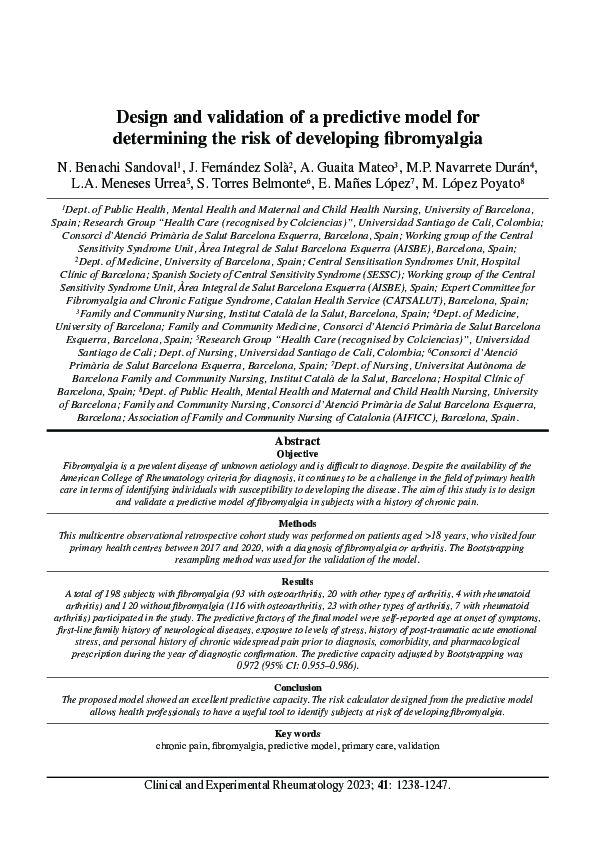 (PDF) Design and validation of a predictive model for determining the ...