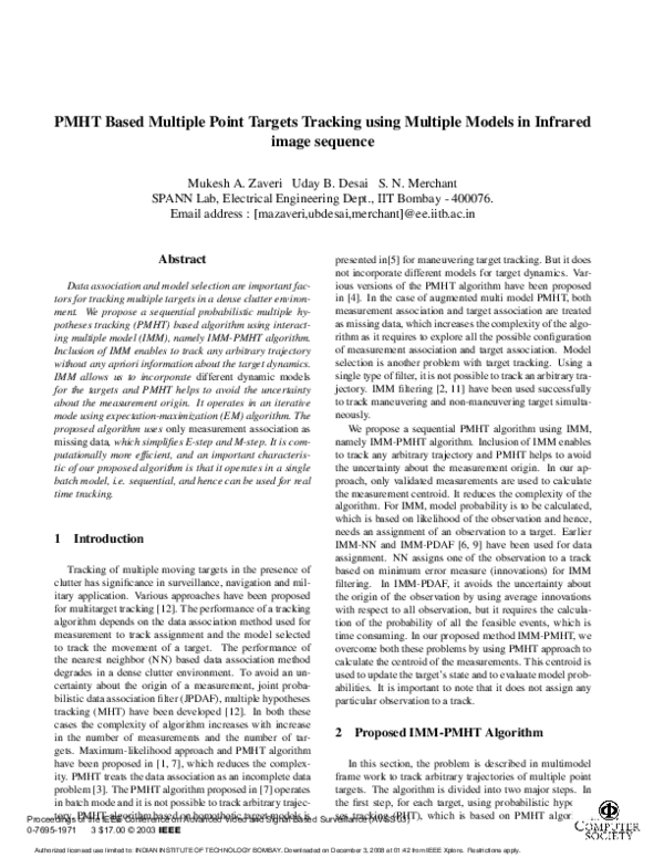 (PDF) PMHT Based Multiple Point Targets Tracking Using Multiple Models ...
