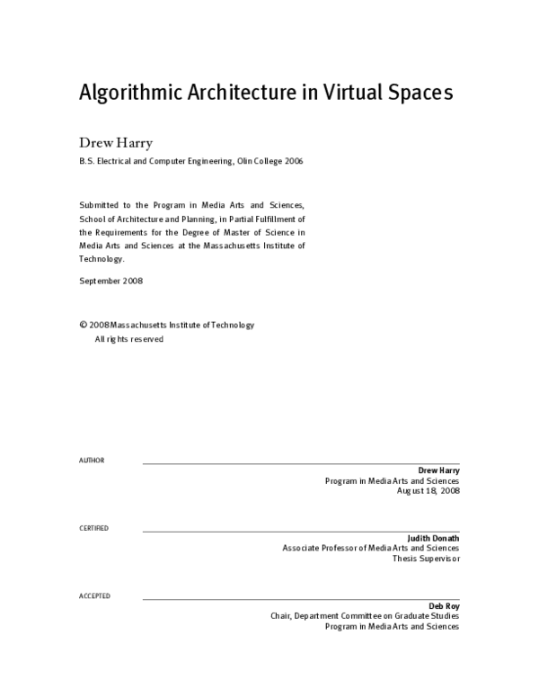 (PDF) Algorithmic architecture in virtual spaces