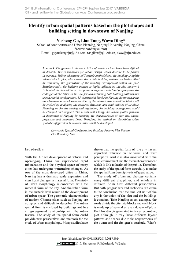 (PDF) Identify Urban Spatial Patterns Based on the Plot Shapes and ...