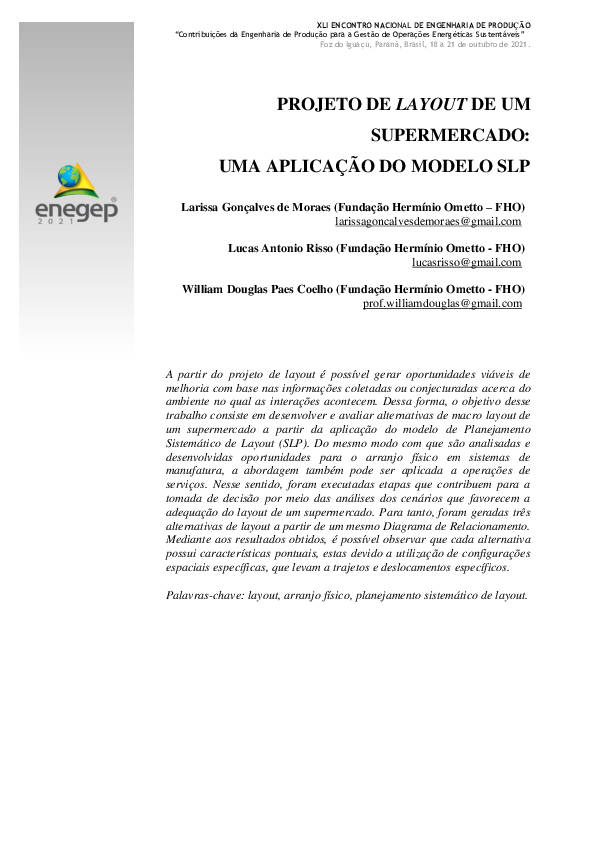 (PDF) Projeto de layout de um supermercado: uma aplicação do modelo SLP