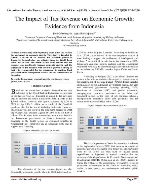 (PDF) The Impact of Tax Revenue on Economic Growth: Evidence from Indonesia