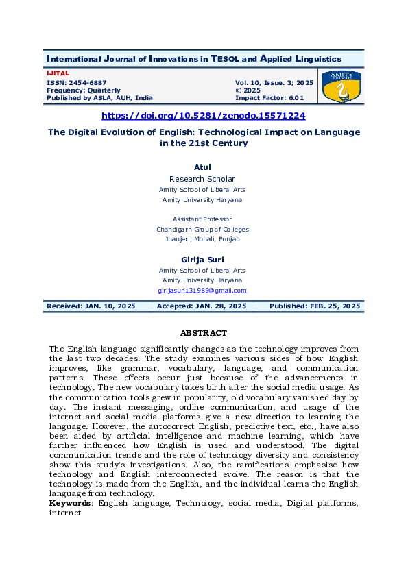 (PDF) The Digital Evolution of English: Technological Impact on ...