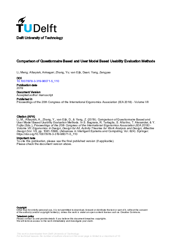 (PDF) Comparison of Questionnaire Based and User Model Based Usability ...