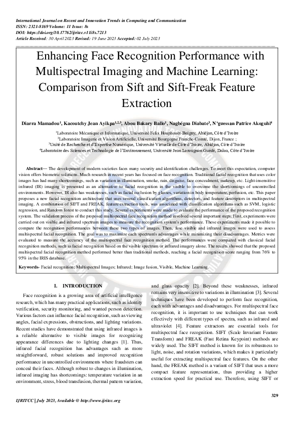 (PDF) Enhancing Face Recognition Performance with Multispectral Imaging ...