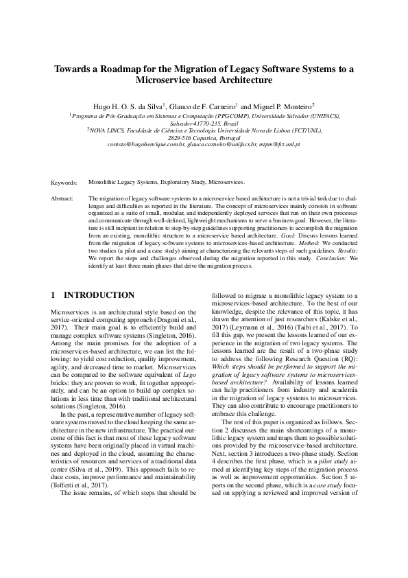 (PDF) Towards a Roadmap for the Migration of Legacy Software Systems to ...