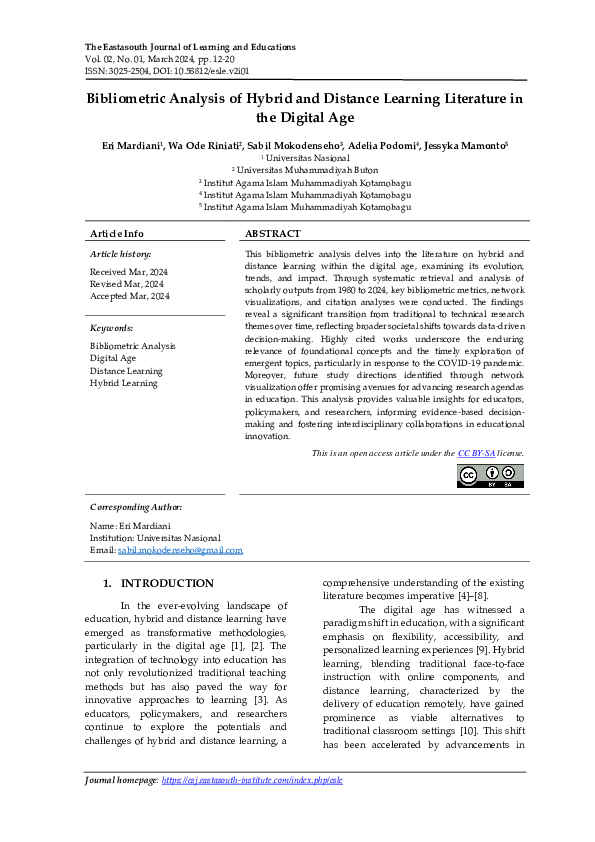 (PDF) Bibliometric Analysis of Hybrid and Distance Learning Literature ...