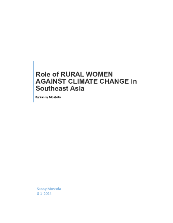 (PDF) Role of RURAL WOMEN AGAINST CLIMATE CHANGE in Southeast Asia By ...