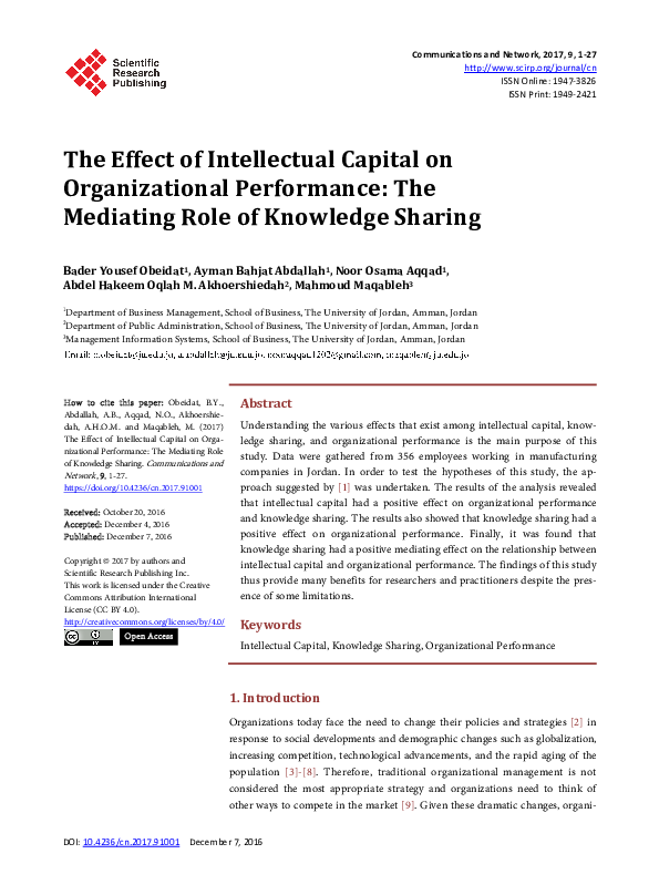 (PDF) The Effect of Intellectual Capital on Organizational Performance ...