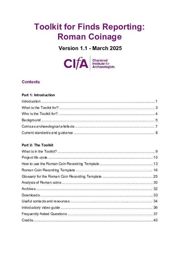 (PDF) Toolkit for Finds Reporting: Roman Coinage