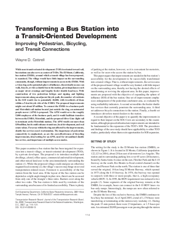 (PDF) Transforming a Bus Station into a Transit-Oriented Development