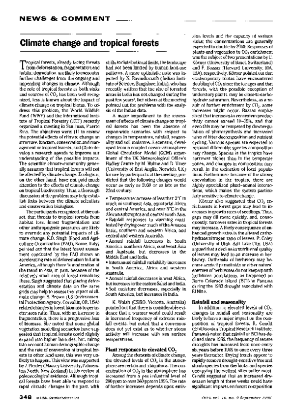 (PDF) Climate change and tropical forests