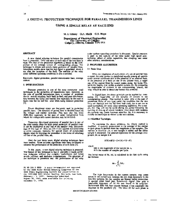(PDF) A digital protection technique for parallel transmission lines ...