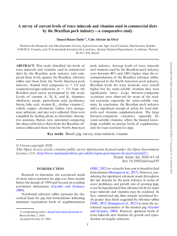 (PDF) A survey of current levels of trace minerals and vitamins used in ...