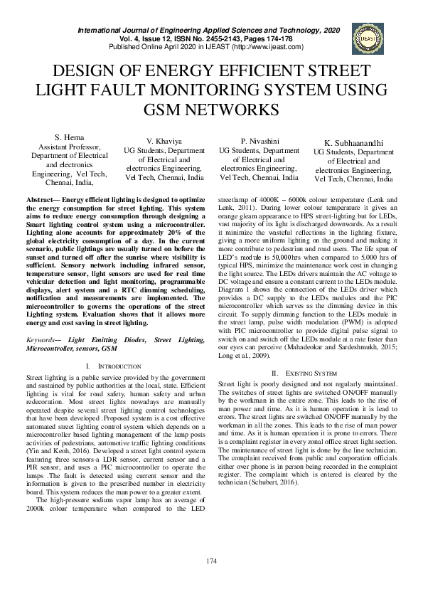(PDF) Design of Energy Efficient Street Light Fault Monitoring System ...