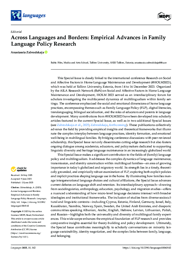 (PDF) Across Languages and Borders: Empirical Advances in Family ...