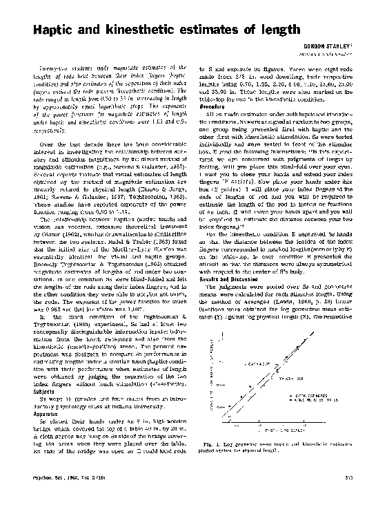 (PDF) Haptic and kinesthetic estimates of length
