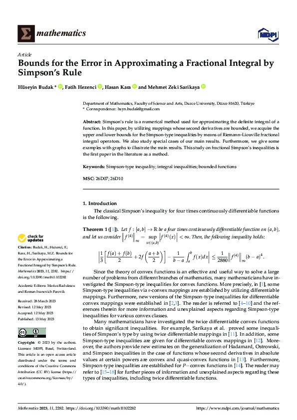 (PDF) Bounds for the Error in Approximating a Fractional Integral by ...