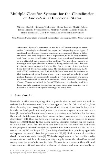 (PDF) Multiple Classifier Systems for the Classification of Audio ...