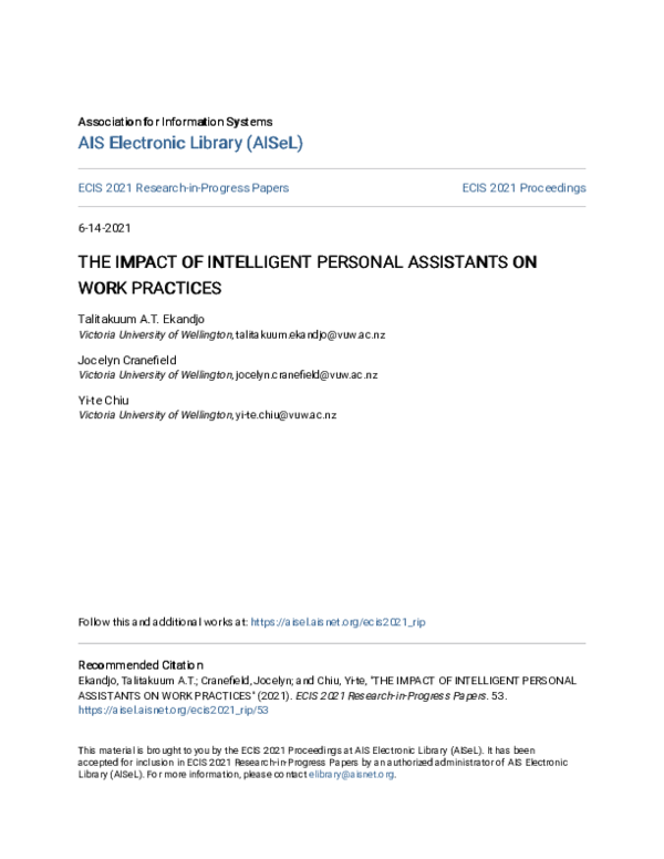 (PDF) The Impacts of Intelligent Employee Assistants on Productivity ...