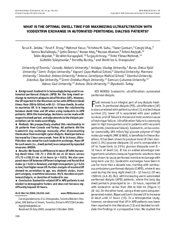 (PDF) What is the Optimal Dwell Time for Maximizing Ultrafiltration ...