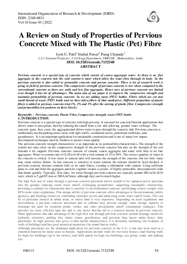 (PDF) A Review on Study of Properties of Pervious Concrete Mixed with ...