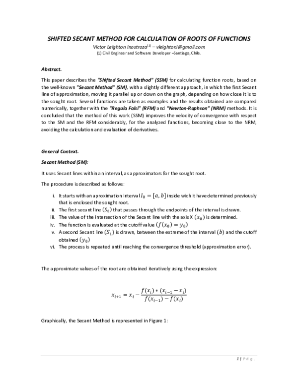 (PDF) SHIFTED SECANT METHOD FOR CALCULATION OF ROOTS OF FUNCTIONS
