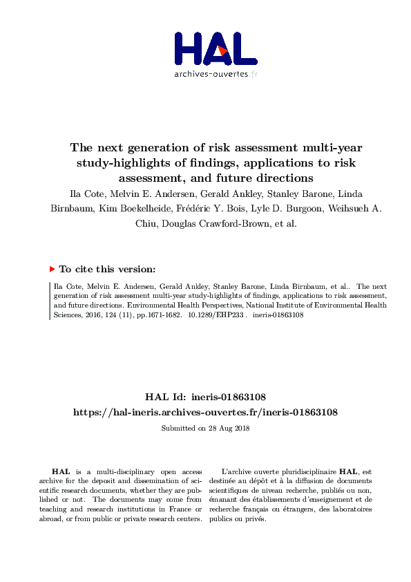 (PDF) The Next Generation of Risk Assessment Multi-Year Study ...