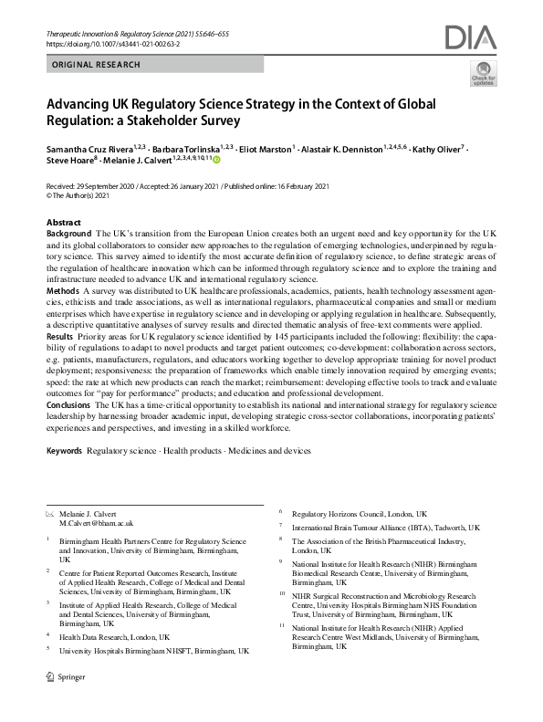 (PDF) Advancing UK Regulatory Science Strategy in the Context of Global ...