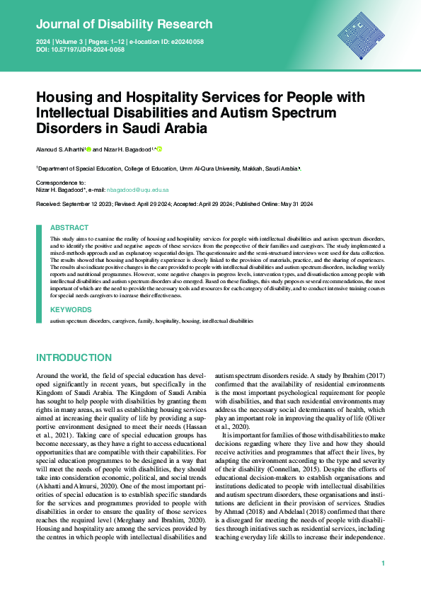 (PDF) Housing and Hospitality Services for People with Intellectual ...