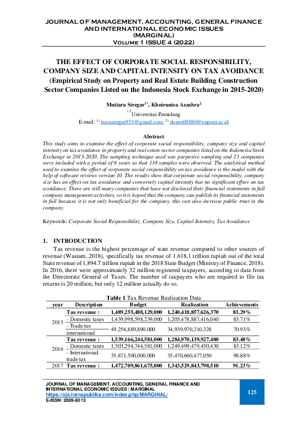 (PDF) The Effect of Corporate Social Responsibility, Company Size and ...