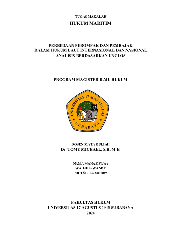 (PDF) PERBEDAAN PEROMPAK DAN PEMBAJAK DALAM HUKUM LAUT INTERNASIONAL ...