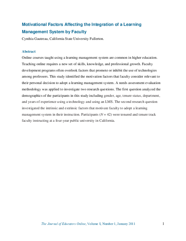 (PDF) Motivational Factors Affecting the Integration of a Learning ...