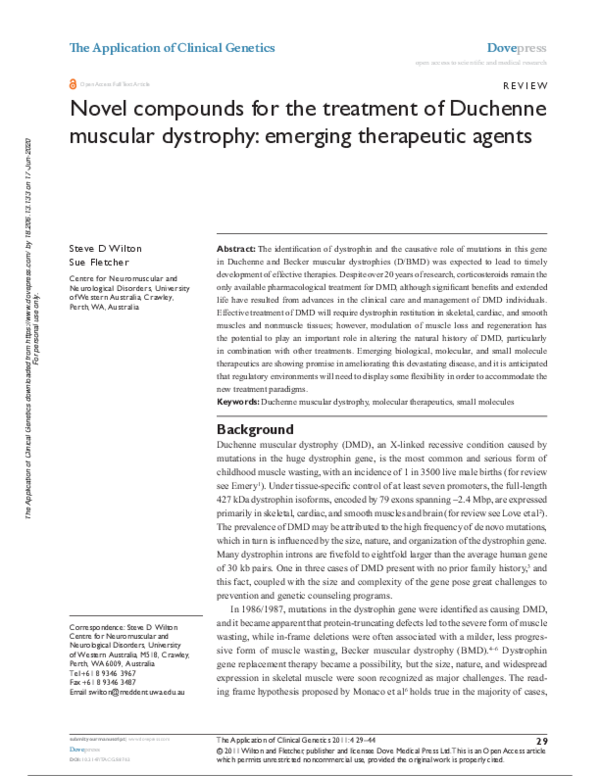 (PDF) Novel compounds for the treatment of Duchenne muscular dystrophy ...