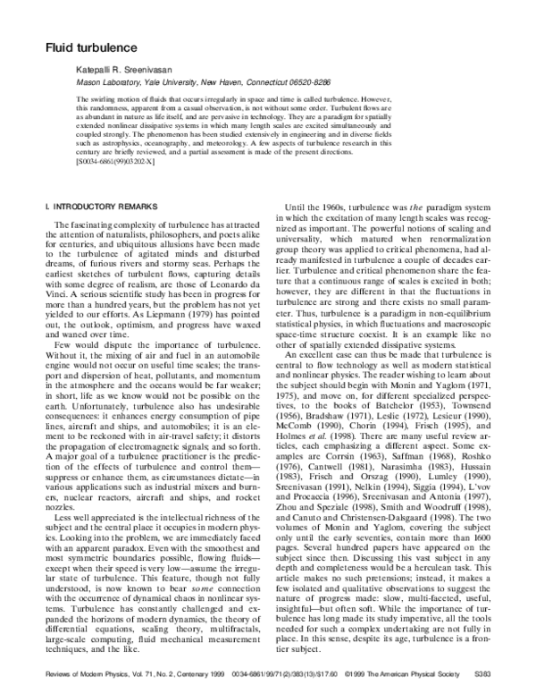 Pdf Fluid Turbulence