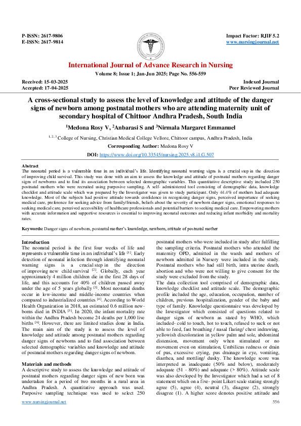 (PDF) A cross-sectional study to assess the level of knowledge and ...
